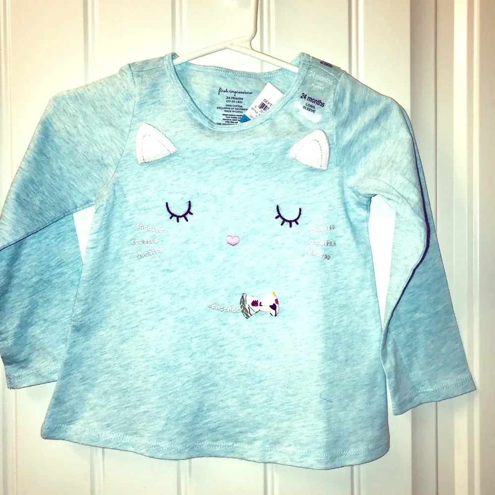 Toddler girl t-shirt with Cat face NEW